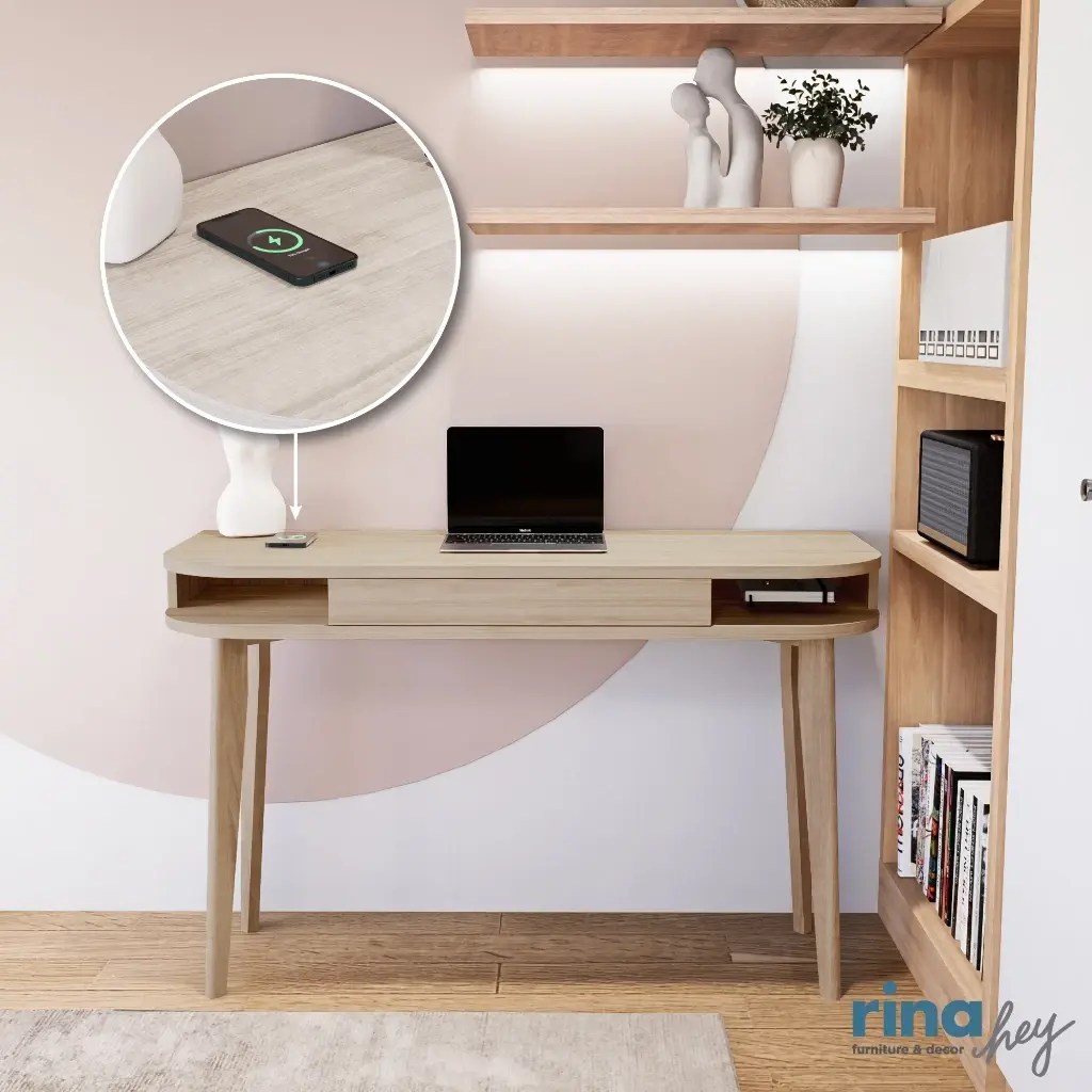 ฟีเจอร์ที่ชาร์จไร้สายของโต๊ะทำงาน Rina Hey MOKKA