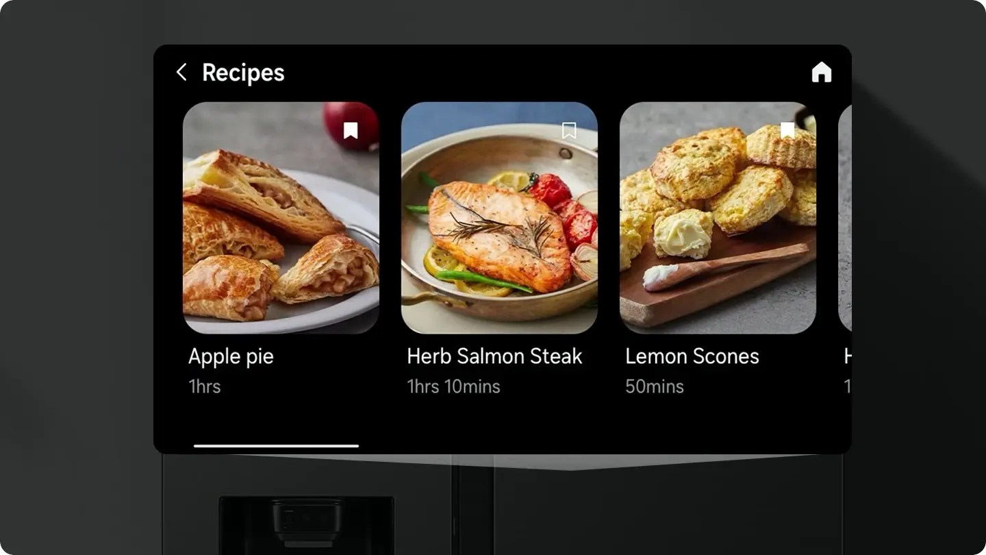 หน้าจอ AI Home ของตู้เย็น Samsung