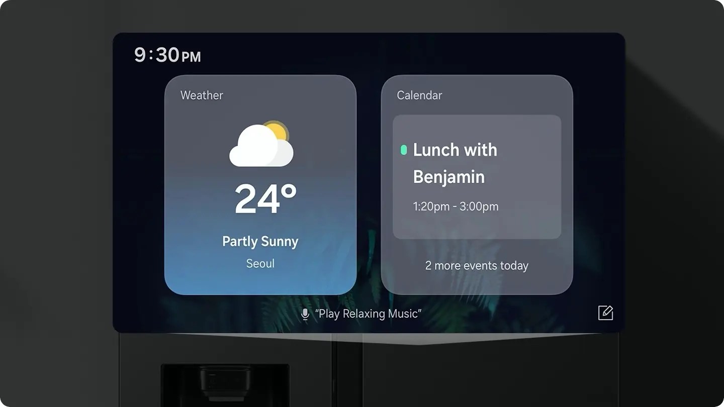 หน้าจอ AI Home ของตู้เย็น Samsung